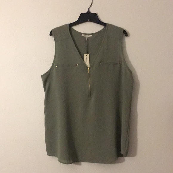 Olive Green Zip Pocketed Tank 1X Speed Limit - Picture 6 of 14